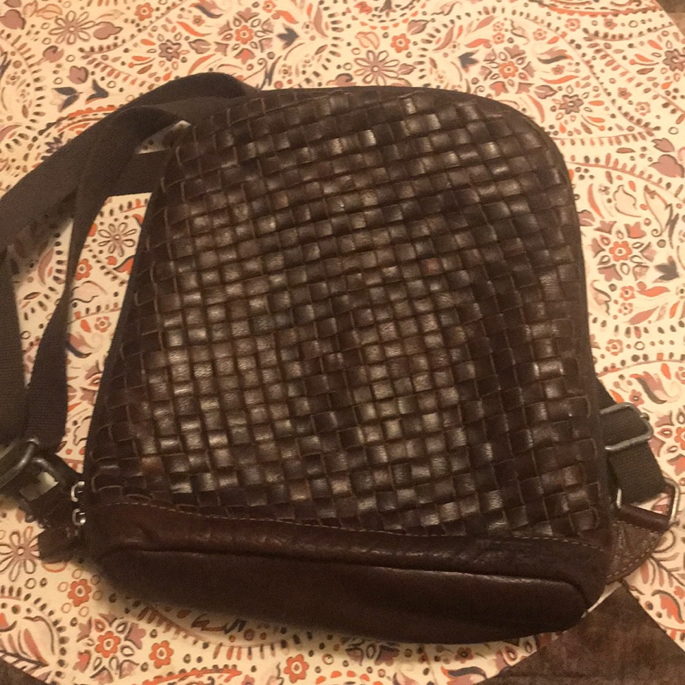 Leather Woven Backpack